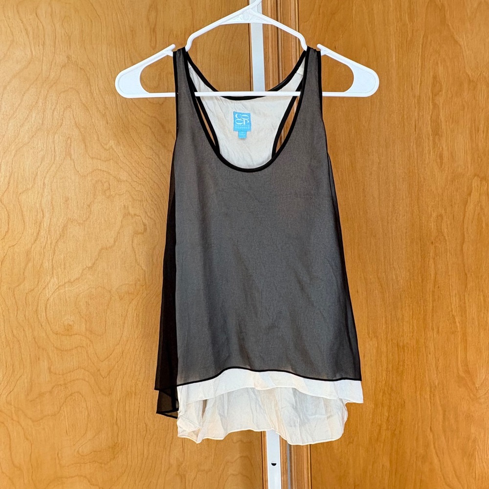 Coop Barneys‎ New York Sheer Overlay Layered Tank Top Women's Size M